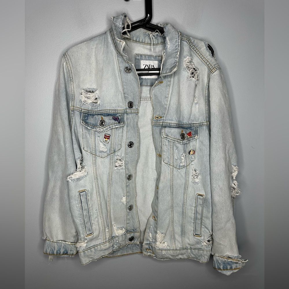 Zara 1975 Denim ripped Distressed 4 Pockets size Small